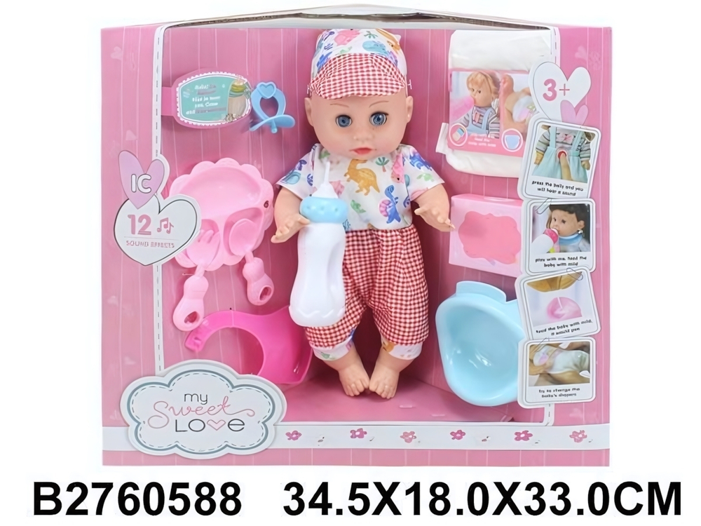 Пупс функциональный с аксесс., коробка ZL9920-1