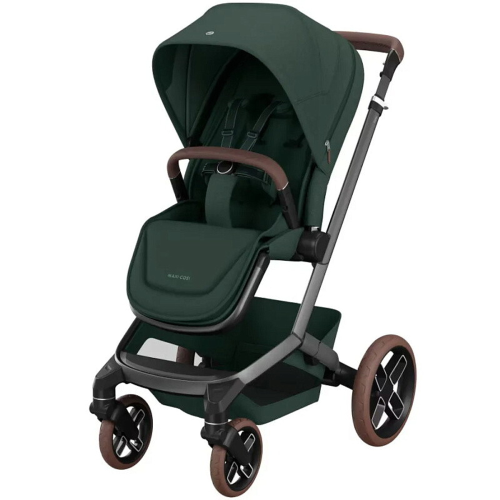 Детская коляска Maxi-Cosi Fame 3 в 1 с автокреслом Coral 360 Essential grey Twillic Green/зеленый