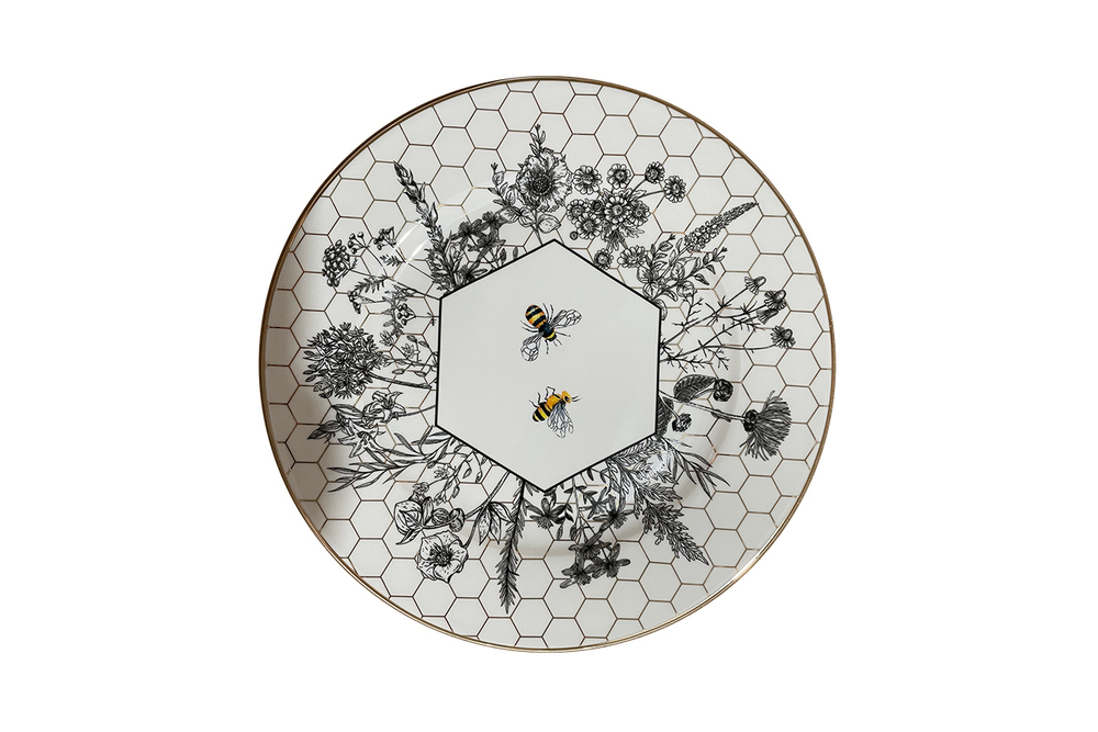 Тарелка закусочная 19.5см Garda Decor Honeycomb пчелки