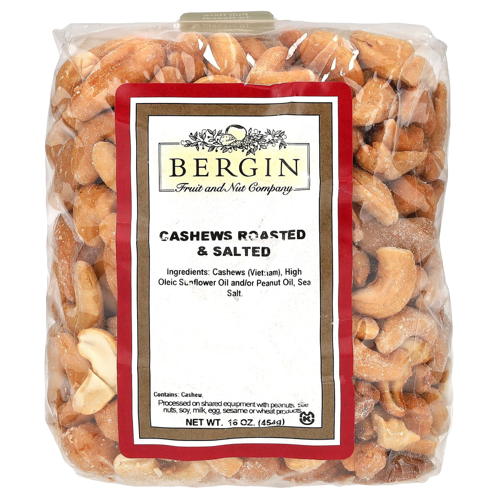Bergin Fruit and Nut Company, Кешью, обжаренный и соленый, 16 унций (454 г)