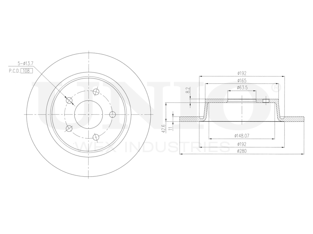 Диск тормозной задний UNIO BRD-20169