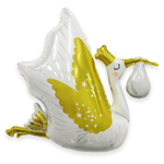 Шар Фольгированный Аист бело-золотой (Белый)