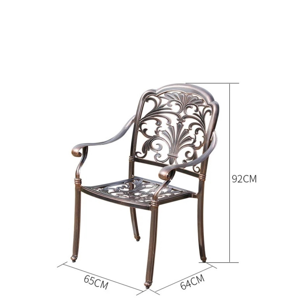 Обеденный комплект из литого алюминия стол Барбекю-4(122см) + 4 кресла Марбелья