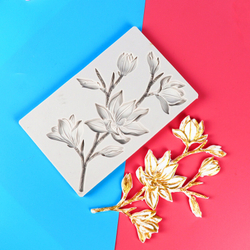 Молд силиконовый "Магнолия полураспустившаяся " / Форма для лепки, отливок и оттисков веточка магнолии / молд для глины, мыла и воска