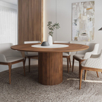 Стол круглый Denver 140, керамика матовая + шпон / опора дерево