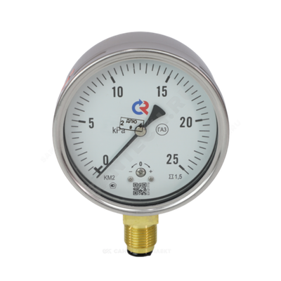 Манометр (напоромер) низкого давления КМ-22Р радиальный Дк100мм 0-40 кПа кл.1,5 G1/2" Росма 00000002246