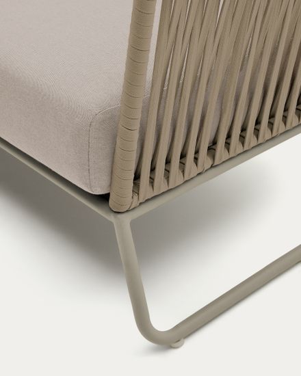 Трехместный уличный диван Saconca из бежевой веревки и стали, 189 см