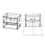 База под раковину Mia 600 подвесная, 2 выкатных ящика soft close, Beton
