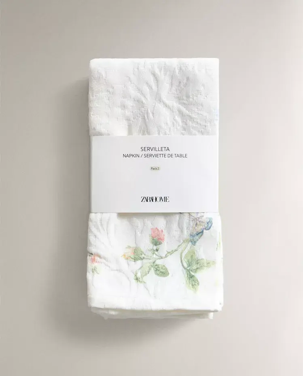 ZARA HOME САЛФЕТКИ ИЗ ХЛОПКА С ЦВЕТОЧНЫМ ПРИНТОМ (НАБОР ИЗ 2 ШТ.), ЗЕЛЕНЫЙ