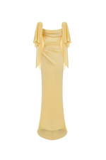 Платье макси из вискозного крепа с драпировкой и открытой спиной