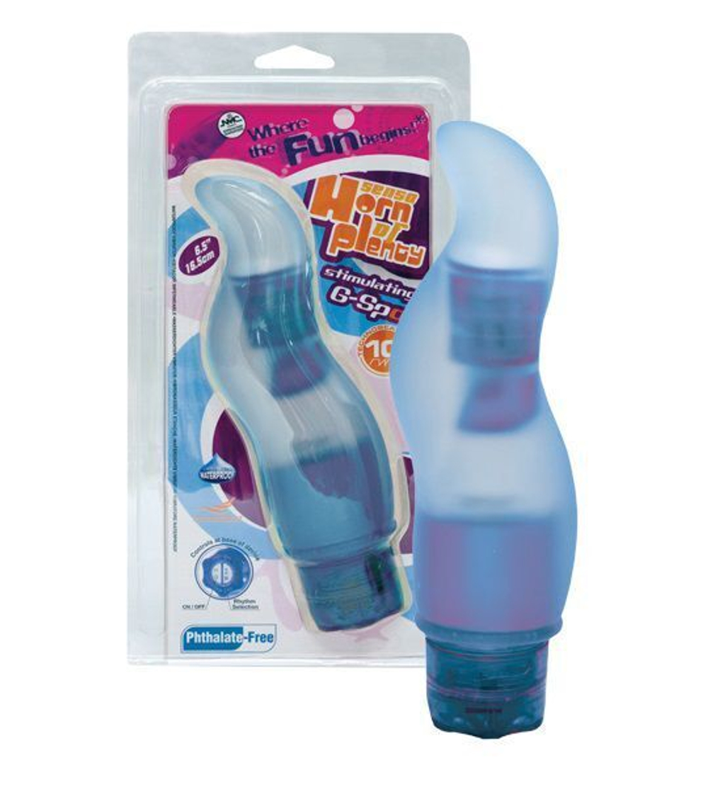 Извилистый голубой вибратор для стимуляции точки G - 16,5 см. (Цвет: голубой)