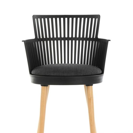 Стул Trinidad черный пластик с подушкой, ножки деревянные 