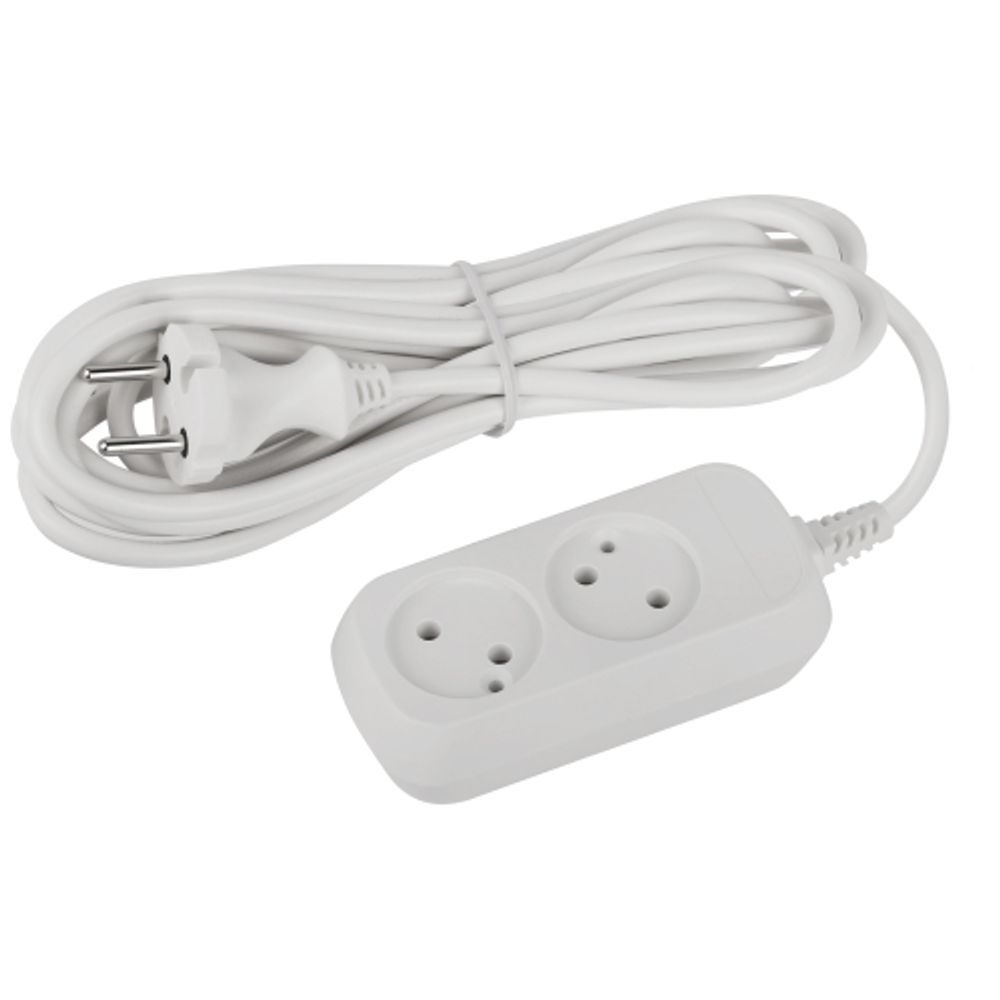 Удлинитель электрический ЭРА UDL-10-250 Greenline 2 розетки без заземления 5м ПВС 2x0.75мм2