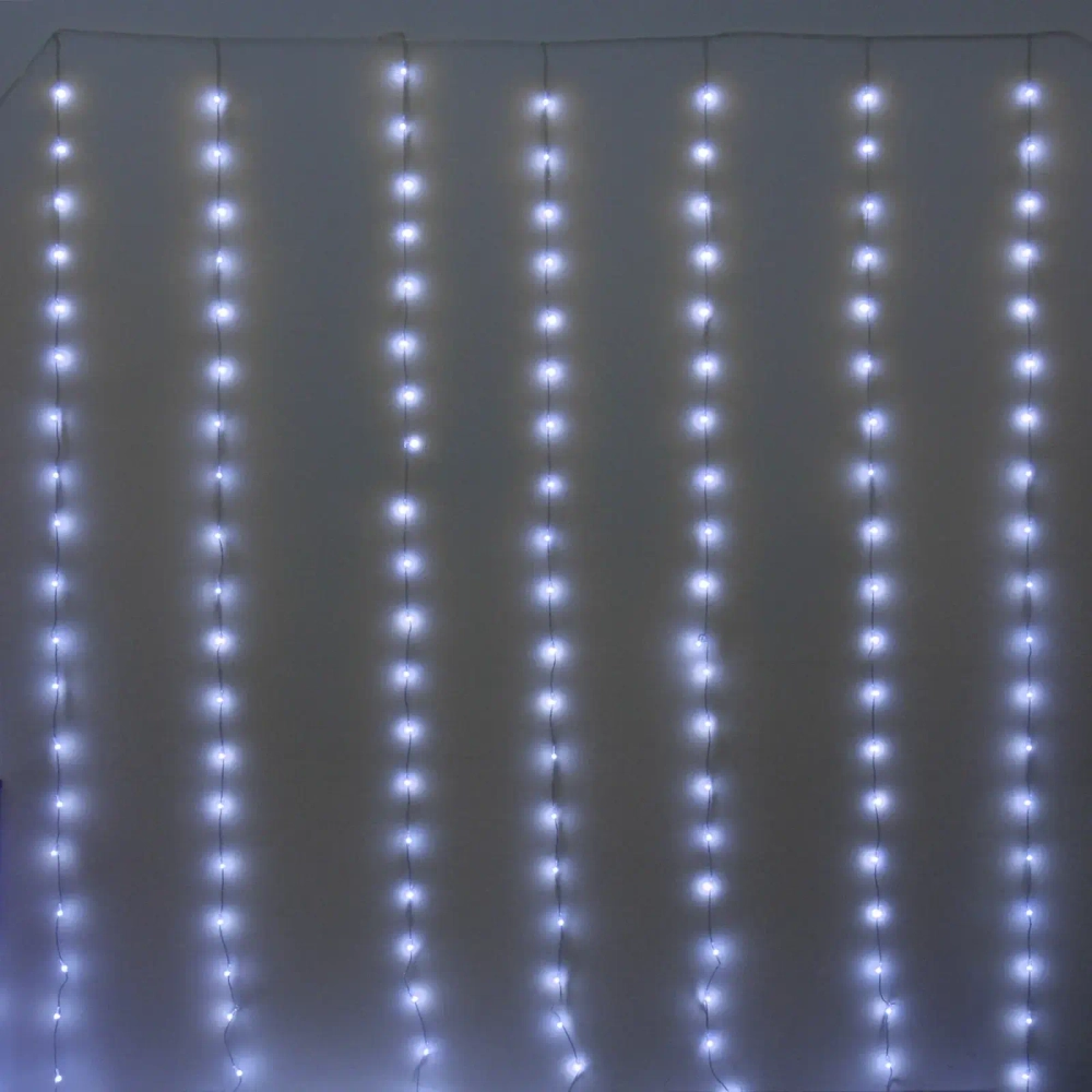 Гирлянда для дома ЗАНАВЕС «Bright light» Водопад 3м*3м 240 ламп LED, IP-20, 8 режимов. Белый (возможность соединения)