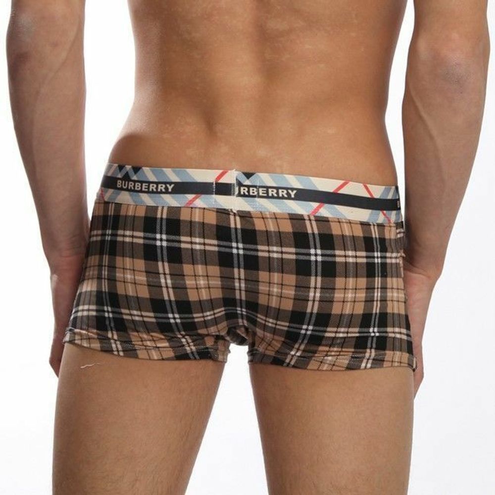 Мужские трусы боксеры в коричневую клетку Burberry Brit Brown Check Boxer