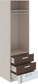 Шкаф для одежды распашной с полками и ящиками Ясень шимо светлый/Белый/Арабика 120х51х200 см