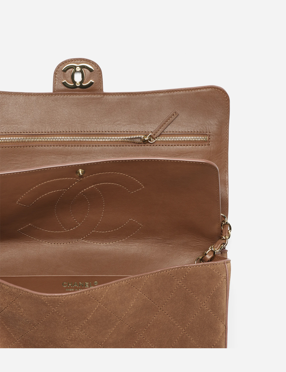 Сумка Chanel Maxi Flapbag Suede Calfskin & Gold Metal "Camel"