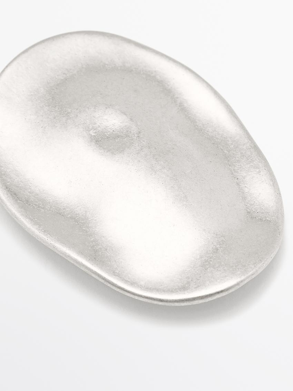 Massimo Dutti Брошь миндалевидной формы, серебряный