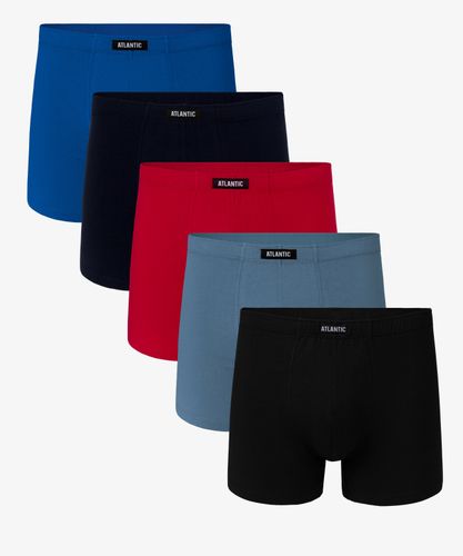 Мужские трусы шорты Atlantic, набор из 5 шт., хлопок, голубые + темно-синие + красные + черные, 5SMH-002