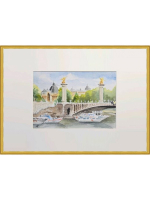 Картина авторская акварельная в паспарту 21х30 см на стену для интерьера "Мост Александра III. Париж"