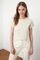 Qadın üçün qısa qol açıq bej köynək TWOSS20TS0133
