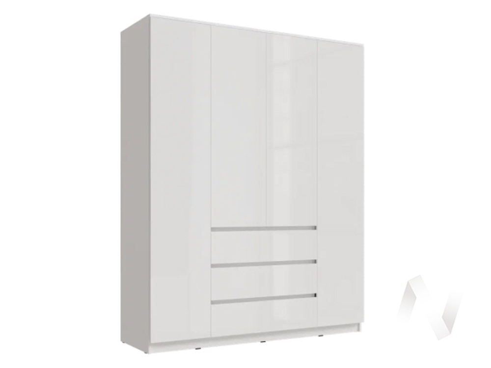 Шкаф 1600 (4-х ств) (Ш) МС Челси (белый/белый глянец холодный)