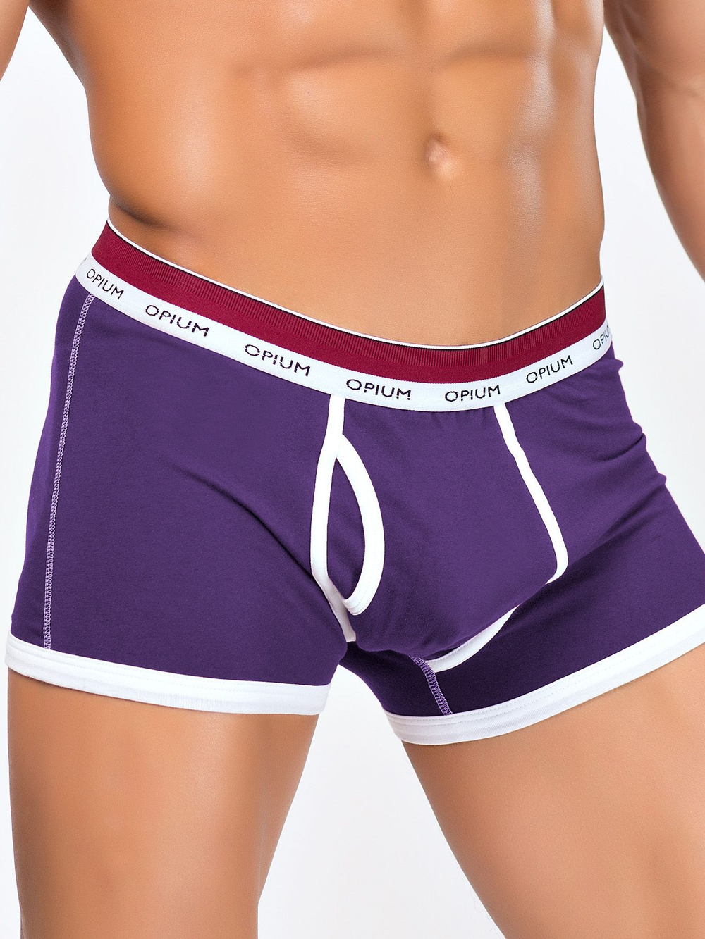 Яркие мужские боксеры с контрастным кантом (Размер: XL) (Цвет: фиолетовый)