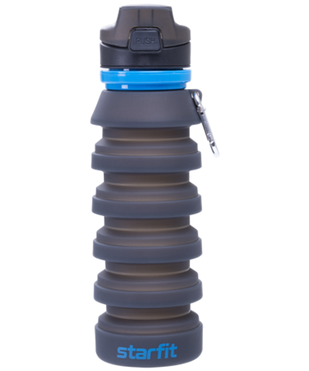 Бутылка для воды складная FB-100, с карабином, серый