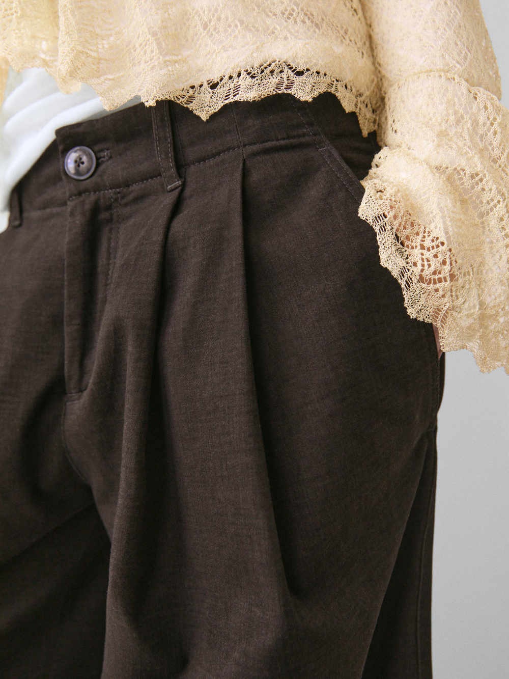 Massimo Dutti Атласные брюки с вытачками, цвет верблюжьей шерсти