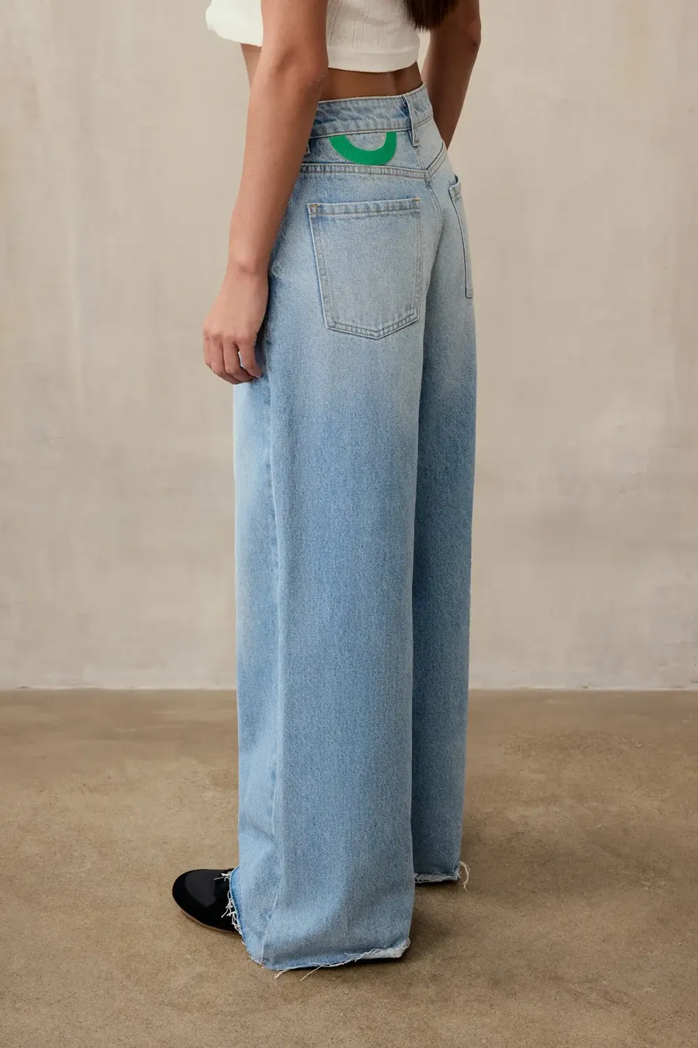 Джинсы (Как у Керри), голубые с необработанным низом