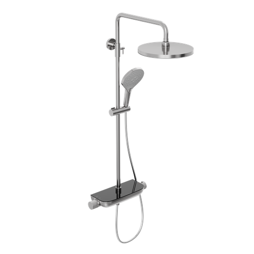 Душевая система Abelsberg Lineara SNS52790CH с термостатом и полкой для душа, глянцевый хром