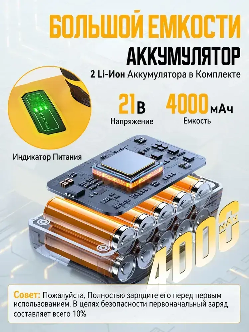 Дрель шуруповерт аккумуляторный бесщеточный 50Нм 2*4Ач 21В, YouVogue,многопрофильный для сверления, затяжки винтов и долбания, Комплект в кейсе