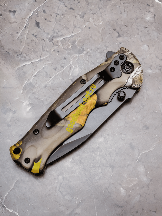 Выкидной нож тактический BOKER Коричневый рисунок под дерево