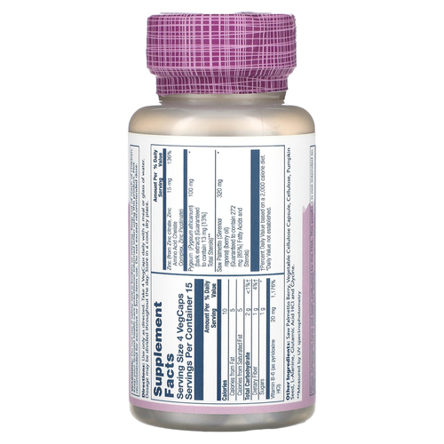 Solaray, Vital Extracts, пальма сереноа и пигеум с цинком, 60 растительных капсул