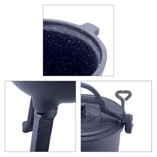 Котелок чугунный 10 л. на ножках с антипригарным покрытием Kamille KM-4802M