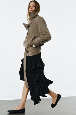 ZARA ЮБКА АСИММЕТРИЧНОГО КРОЯ — ZW COLLECTION, ЧЕРНЫЙ