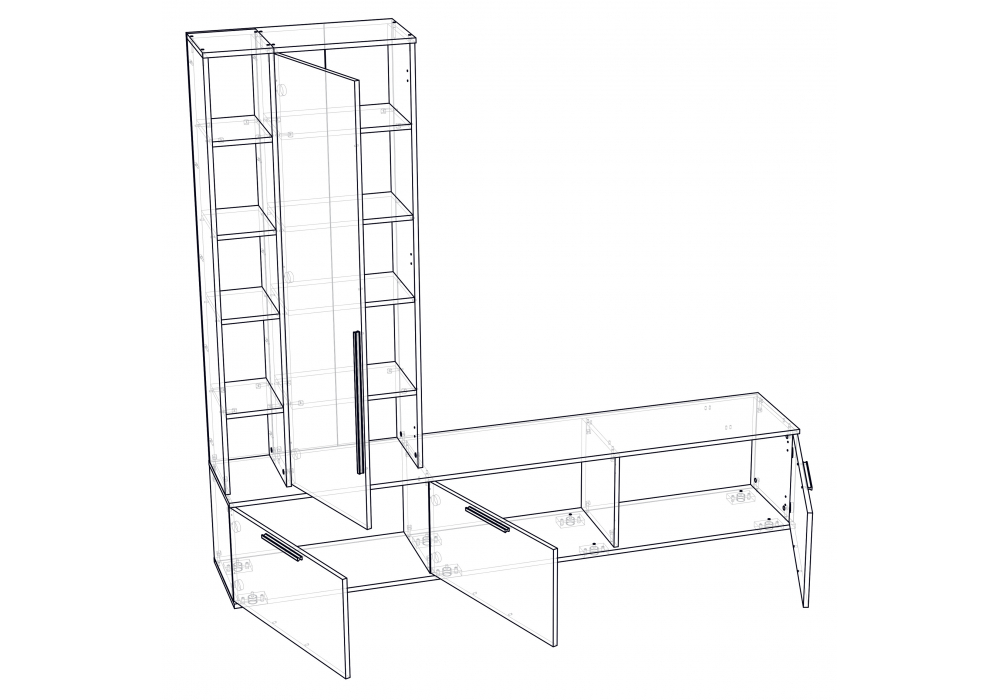 Готовая гостиная Woodville Филеста графит, дуб вотан комплектация 2