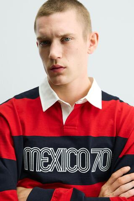 ZARA ПОЛО В ПОЛОСКУ MEXICO 70 FIFA WORLD CUP™ FIFA CLASSICS, КРАСНЫЙ