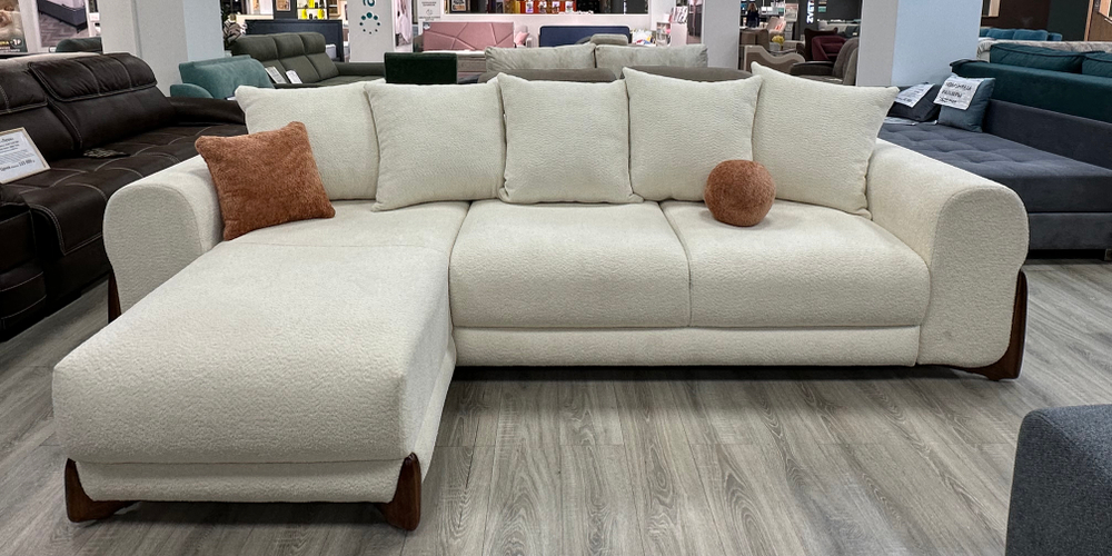 Диван MOSS с оттоманкой белый