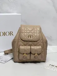 Рюкзак Dior Caro светло-коричневый, модель среднего формата