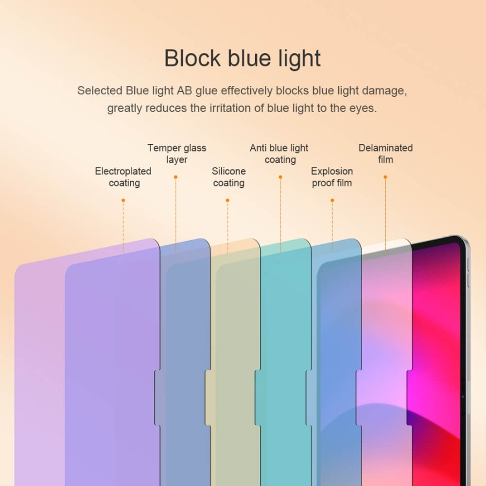 Защитное стекло с закругленными краями Nillkin V+ Anti Blue для для iPad Pro 11 2024