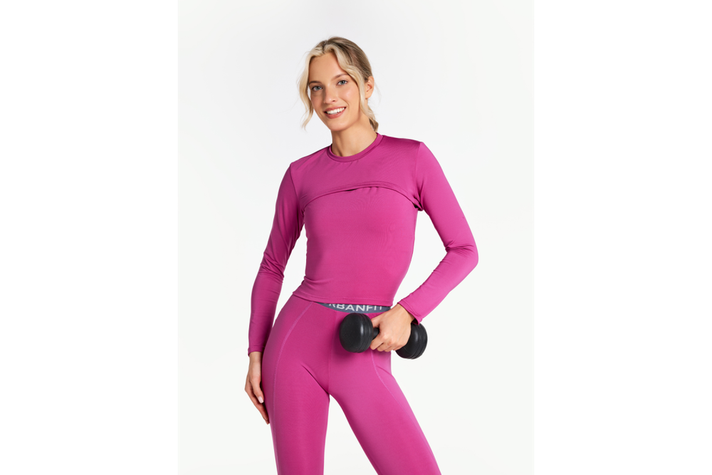 Топ с рукавами женский Urbanfit, размер L, фиолетовый