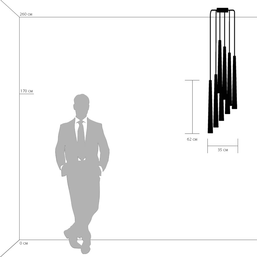 807083 Подвес PUNTO 8х25W G9 хром/шампань