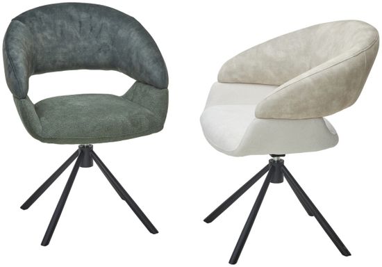 Стул EMBER 360 град. поворот. 7525-01 Бежевый, велюр/ ENJOY-100 Белый, ткань/ Черный