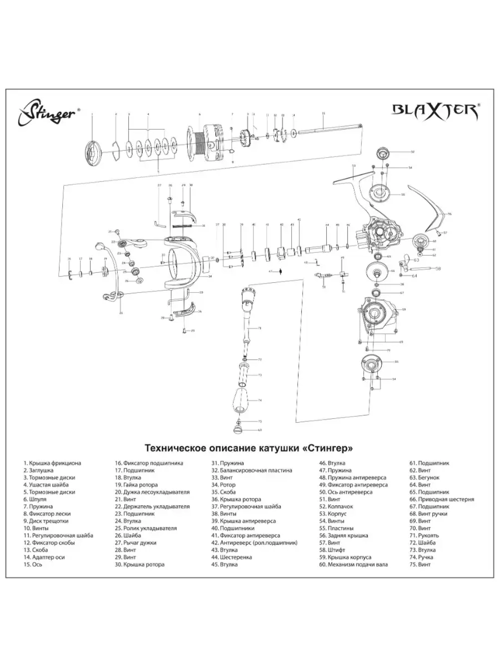 Катушка рыболовная безынерционная Blaxter STR BL2010