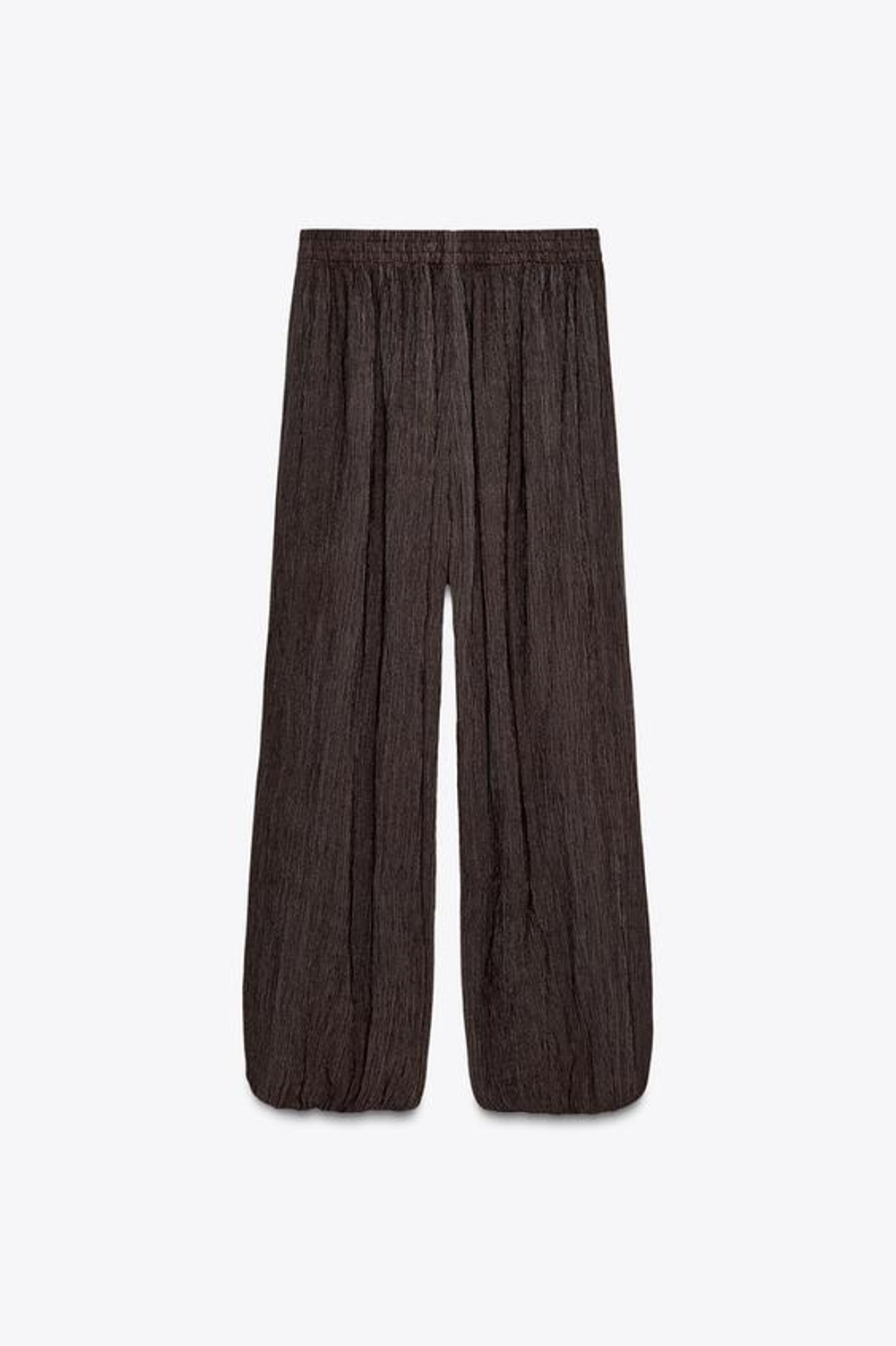 ZARA БРЮКИ-БАЛЛОНЫ ИЗ РЕЛЬЕФНОЙ ТКАНИ, ШОКОЛАДНЫЙ