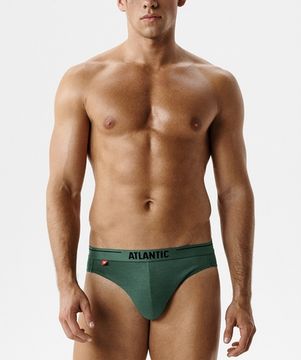 Мужские трусы (3шт) слипы спорт Atlantic 3MP-094, хлопок, светлый деним + индиго + темно-зеленый