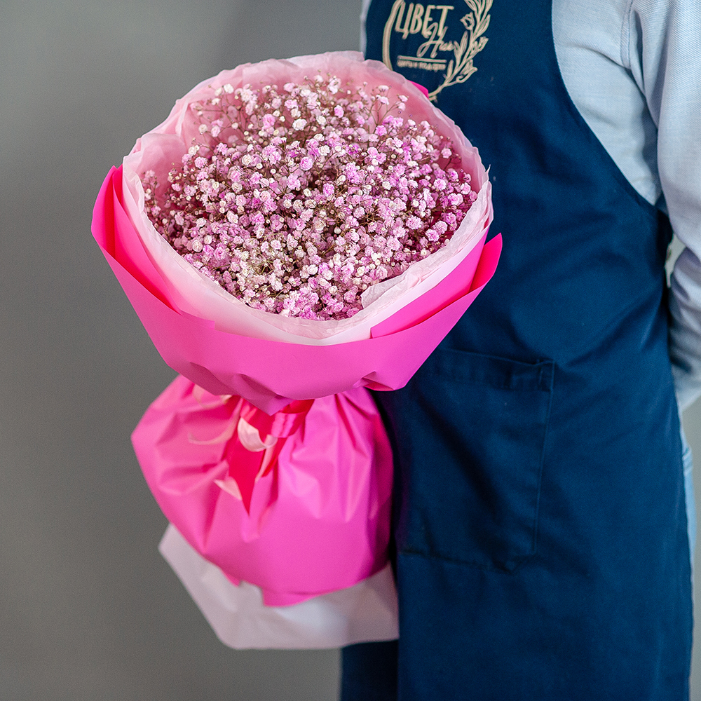 Букет воздушной розовой гипсофилы