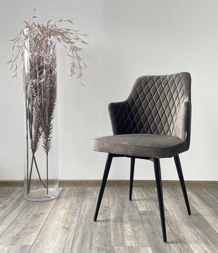 Стул М-City DISAUR Герман (Herman) поворотный на 360 градусов, Графит 14, Велюр, Черный каркас