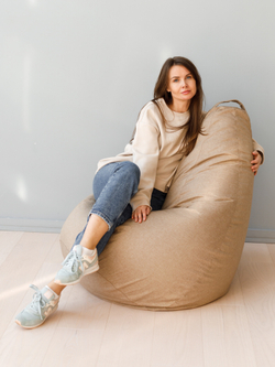 Кресло Мешок Груша Бежевая Рогожка (XL, Классический)